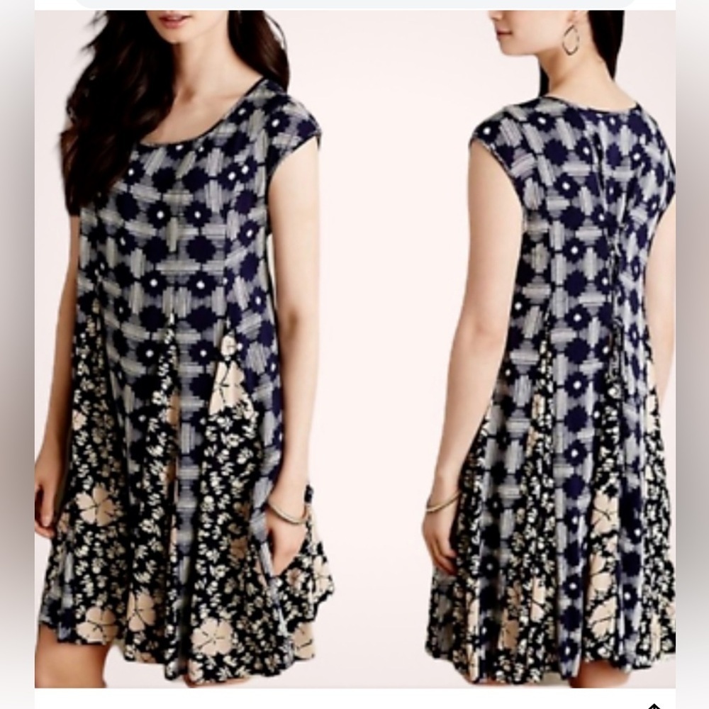 Anthropologie Maeve Geometric & Floral Women's Mini Dress Size XS